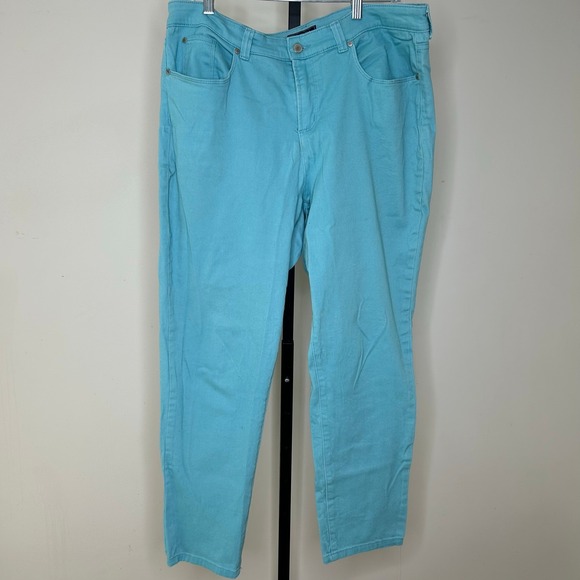 Charter Club Pants- size 16-turquoise stretch,‎ skinny ankle, summer spring - Picture 3 of 6